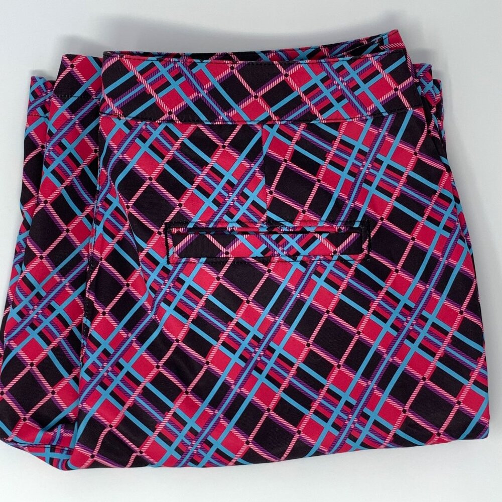 PGA Tour Pink and Black Plaid Bermuda Women's Golf‎ Shorts Size 10 - Picture 7 of 8
